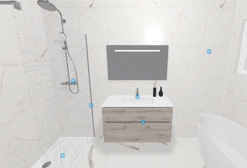 Meuble de salle de bains Style II double vasque de Burgbad, coloris chêne argenté