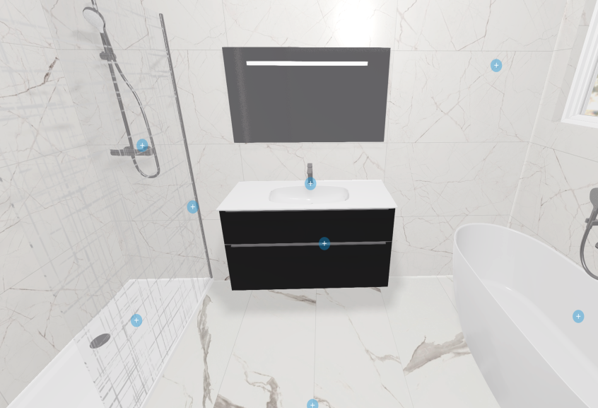 Meuble de salle de bains Style II double vasque de Burgbad, coloris noir