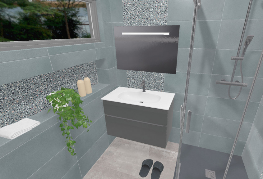 Style II petite douche terrazzo