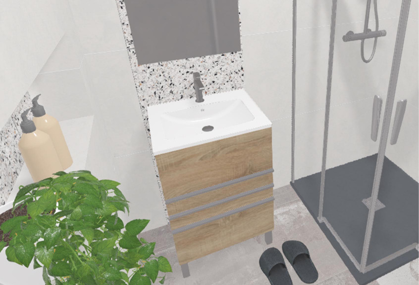 Trio petite douche terrazzo