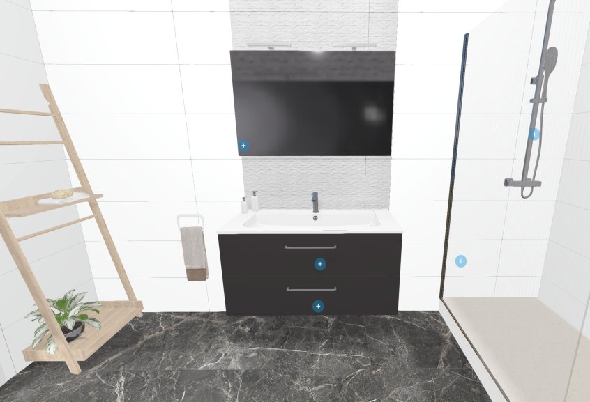 Meuble de salle de bains Vita d'ambiance bain, coloris noir mat