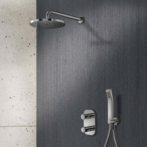 QKEMM Ensemble de robinets de Douche /à Montage Mural dor/é avec pr/écipitations ultraminces Douche dor/ée Syst/ème de Douche avec mitigeur thermostatique