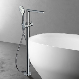 Mitigeur bain/douche sur pied thermostatique Rotondo de Paini pour baignoire  îlot