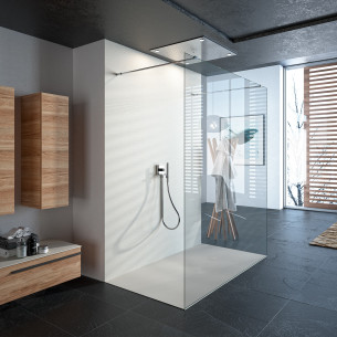 Receveur de douche extra plat 90x90x4 cm en puretex avec bonde centrale -  Marque Aquarine - Modèle SERIO carré - ATD Home