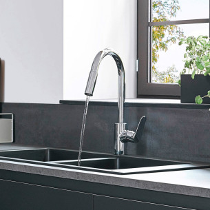 Mitigeur evier Focus M41 240 de Hansgrohe avec douchette extractible