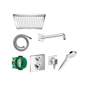 Ensemble encastré Ecostat Square mitigeur thermostatique Chrome Hansgrohe