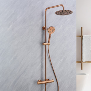 Colonne de douche thermostatique Inox Line finition PVD Cuivre brossé de Aubade Création