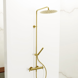 Colonne de douche thermostatique Cross Road Or brossé de Cristina