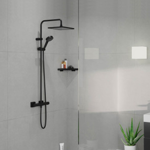 hydrotherapie colonne de douche vernis shape 240 noir mat ecosmart de hansgrohe