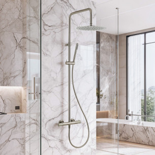 Colonne de douche thermostatique en inox brossé One Piece de Paini