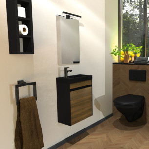 Lave-mains Milan finition coloris cerisier dans un espace WC