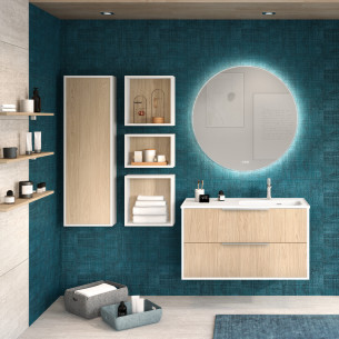 Meuble Ultra Cadra décor Chêne du désert structuré et Blanc brillant de Delpha