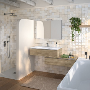 Meuble salle de bains Chiara de Cedam avec tiroir finition noyer américain 