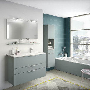 Meuble de salle de bains faciles à intégrer Collection Delphy Graphic 104 vert aloé mat