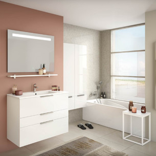 Meuble de salle de bains Delphy Graphic 91 Blanc Brillant de Delpha