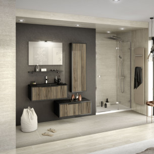 Meuble salle de bain Ultra Cadra 80 cm cedre brun noir mat de Delpha