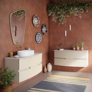 Meuble de salle de bains Nona largeur 120 cm de Sanijura en coloris beige satiné