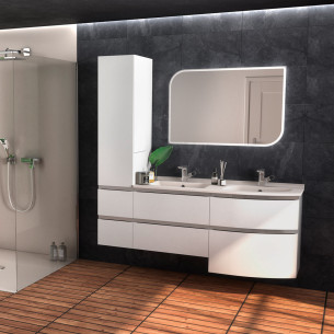 Meuble Aviso, double vasque avec 4 tiroirs, coloris Chamonix F09