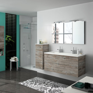 Meuble Colonne suspendu salle de bain Armoire de rangement CEDAM avec porte  40 x 35 x 180 cm Bois chene