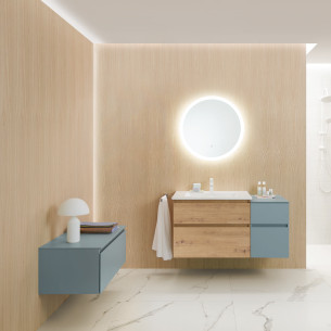 Meuble Lin20, simple vasque avec 2 tiroirs, finition mélaminé Chêne naturel de Burgbad