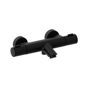 Mitigeur bain/douche mural thermostatique Round Noir mat de Paini