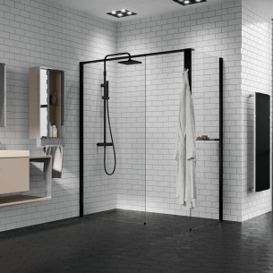 paroi de douche kuadra h+h frame transparent noir de novellini