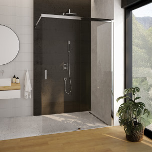 Paroi walk-in Arty Argent brillant coulissant de Leda