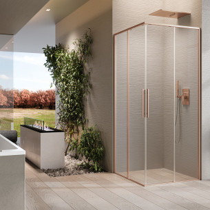 Paroi de douche accès d'angle Riga A Or rose brossé de Novellini