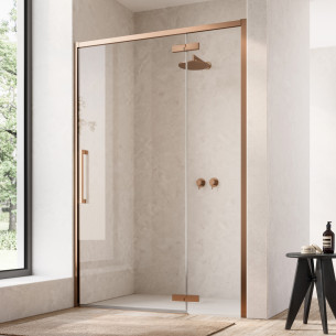 paroi douche ronal etna pivotante or rose brosse