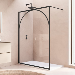paroi douche ronal walkin 2.0 vitrage arche 140 finition noir mat