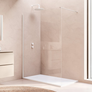 paroi douche ronal walkin 2-0 vitrage transparent 140 finition blanc mat