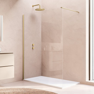 Paroi de douche Walk-in Easy 2.0 Transparent par Ronal coloris Or brossé