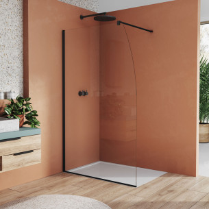 PAROI DE DOUCHE FIXE ET ARRONDIE VOILIER finition noir mat DE SANSWISS