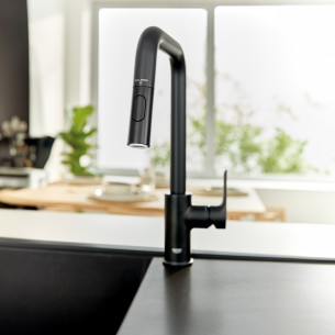 Mitigeur monocommande Eurosmart bec haut Matt Black de Grohe