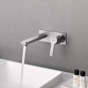 Mitigeur lavabo Lineare mural finition Supersteel de Grohe