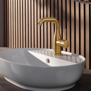 Mitigeur lavabo Essence Poignée Martelée taille M Cool Sunrise Martelé brossé de Grohe