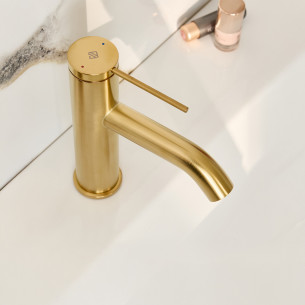 Mitigeur lavabo Grans boulevards bec coudé Laiton brossé de Jacob Delafon