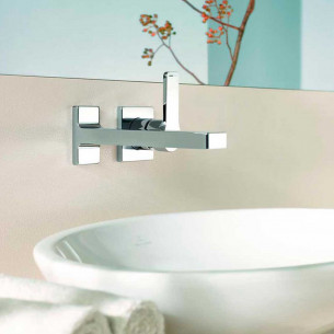 Robinet de salle de bain VILLEROY & BOCH Mitigeur lavabo 3 trous  VILLEROY ET BOCH Conum avec tirette Brushed Gold