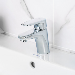 Robinet de salle de bain VILLEROY & BOCH Mitigeur lavabo compact  VILLEROY ET BOCH O.novo Start avec tirette chrome