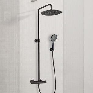 Colonne de douche thermostatique New-York en PVD Noir brossé de Paini France