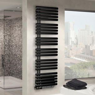 Sèche serviette Lips version eau chaude + soufflerie colors Noir opaque d'Irsap