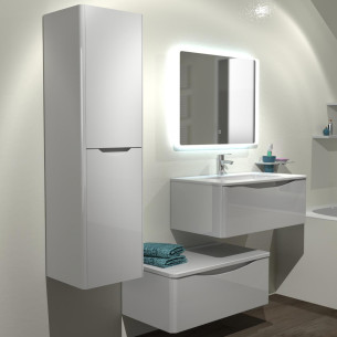 Meuble de salle de bains Smiley longueur 80 cm en coloris blanc brillant