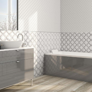 Collection Quabbella par Tau Ceramica en coloris White et Royalblue