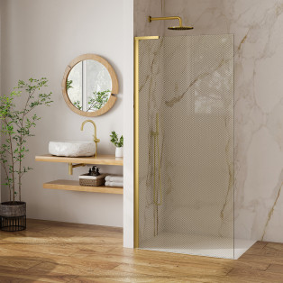 Paroi de douche fixe Pastel Or brillant avec verre sérigraphié Chevrons de Roth