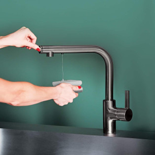 Mitigeur de cuisine Gusto iMx bec tube L d'Ideal Standard avec distributeur de savon intégré
