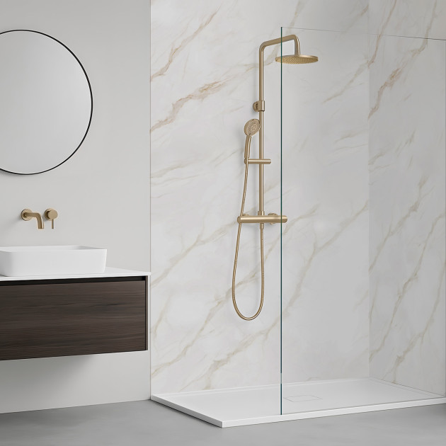 Panneaux muraux Deco douche finition marbre doré