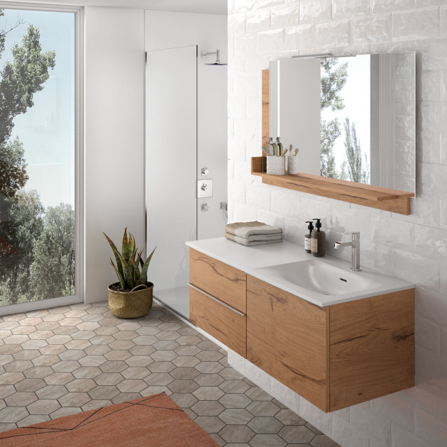 Meuble salle de bains Chiara de Cedam avec grand tiroir finition veine milano