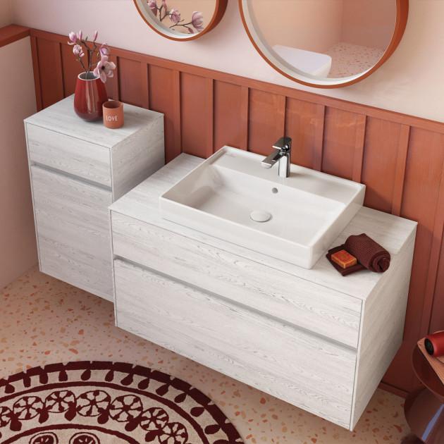 Meuble Collaro simple vasque avec 2 tiroirs coloris White Wood de Villeroy & Boch