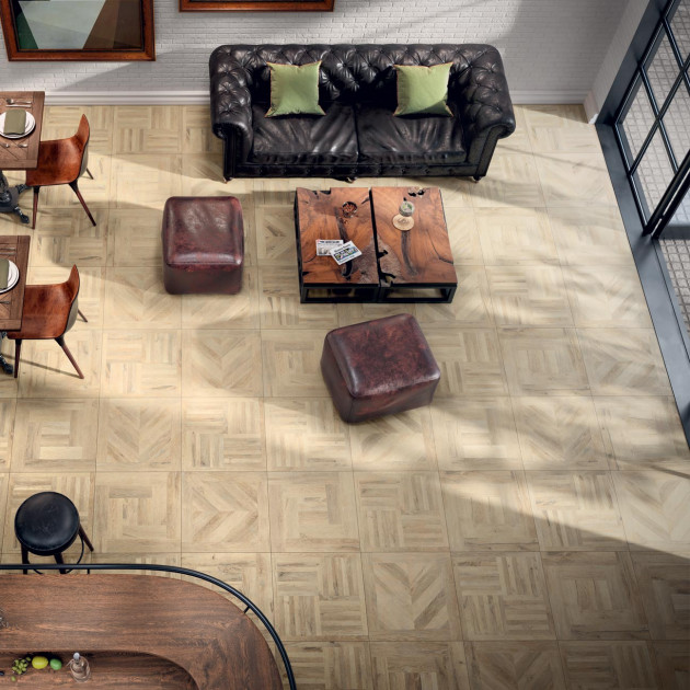 Collection Parquet par Pavigres en coloris Pine Shell, Pine Squares, Pine Cross et Pine Chevron