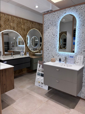 Meuble suspendu avec miroir led